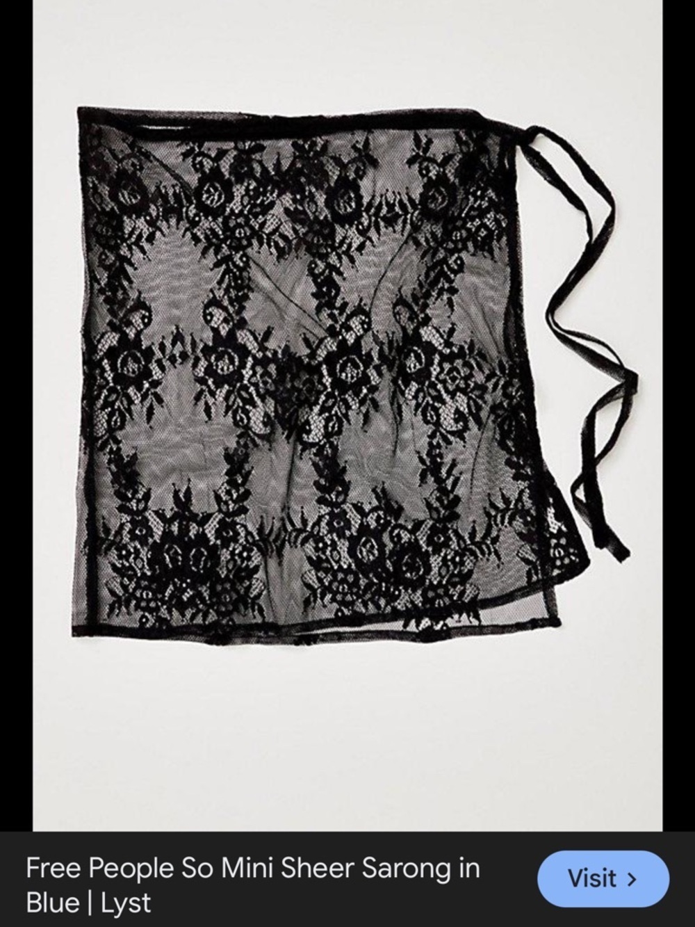 Free People Sheer Lace Swim Sarong in Black